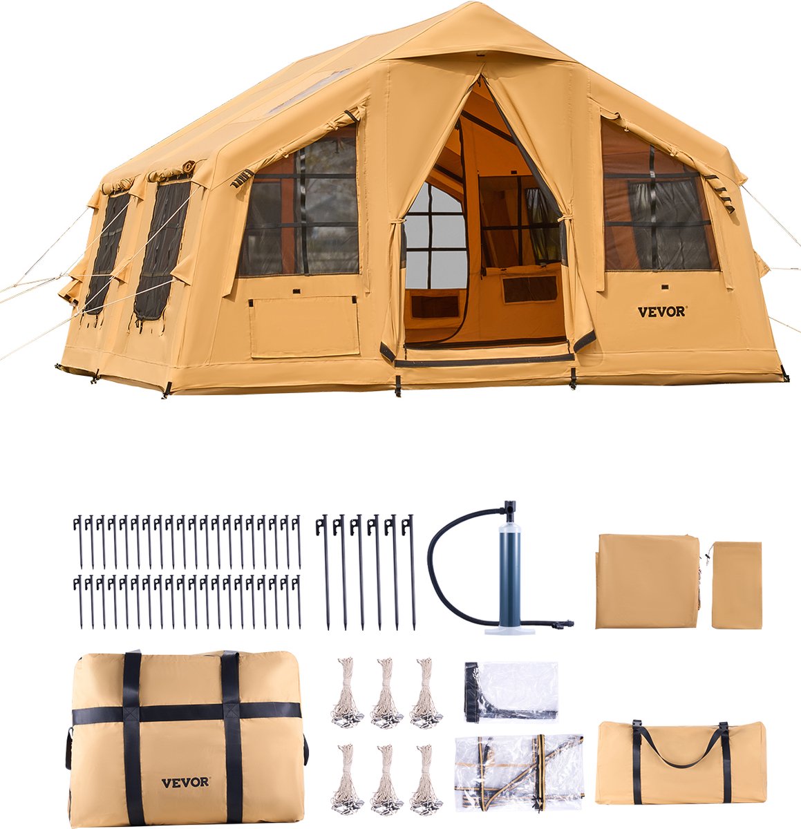 VEVOR Opblaasbare Tent voor Kamperen 8-12 Personen Glamping Tent 4.8x3.6x2.2m – foto 5