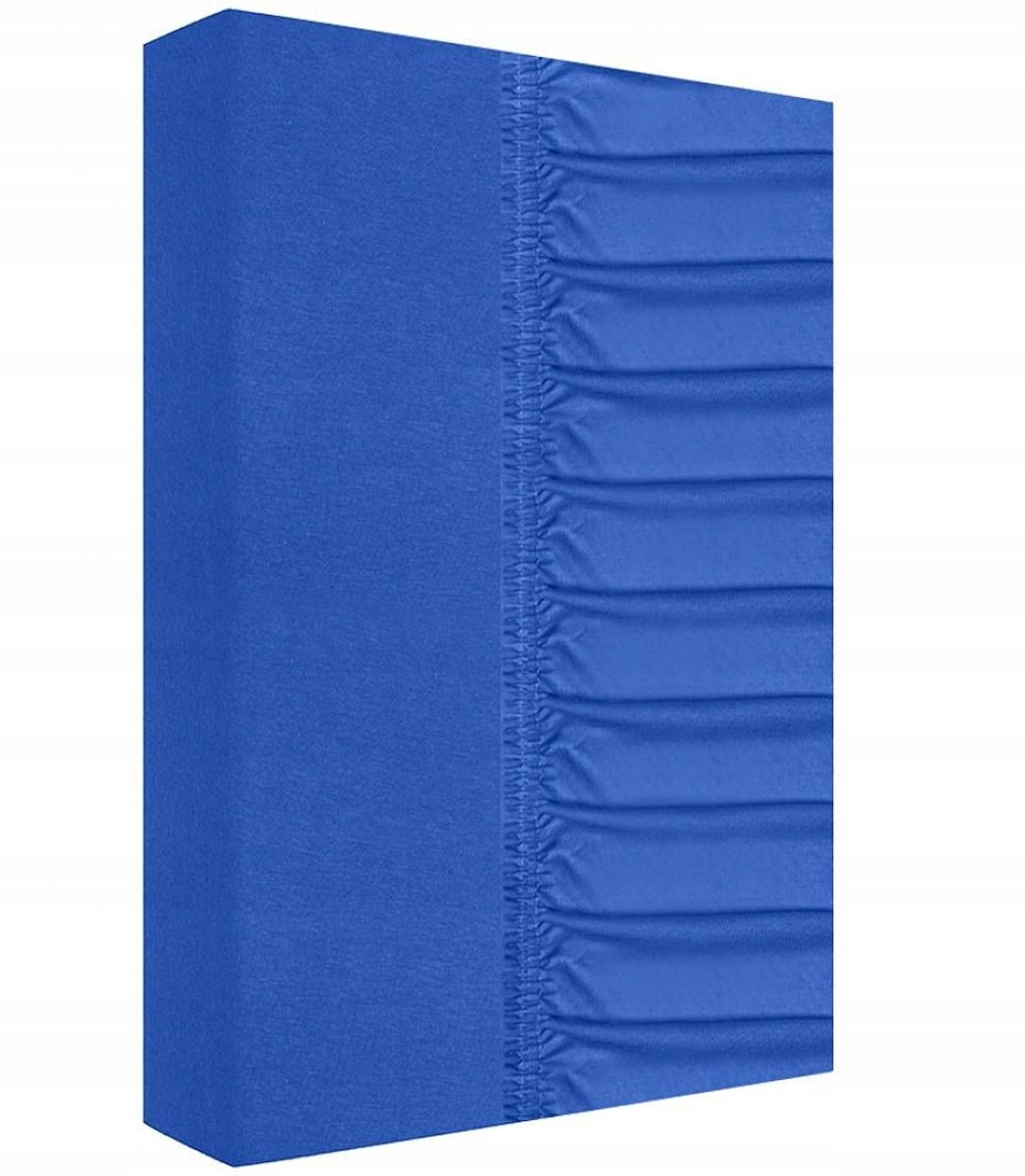 Jersey hoeslaken met elastiek 220x200 cm - Koraalblauw