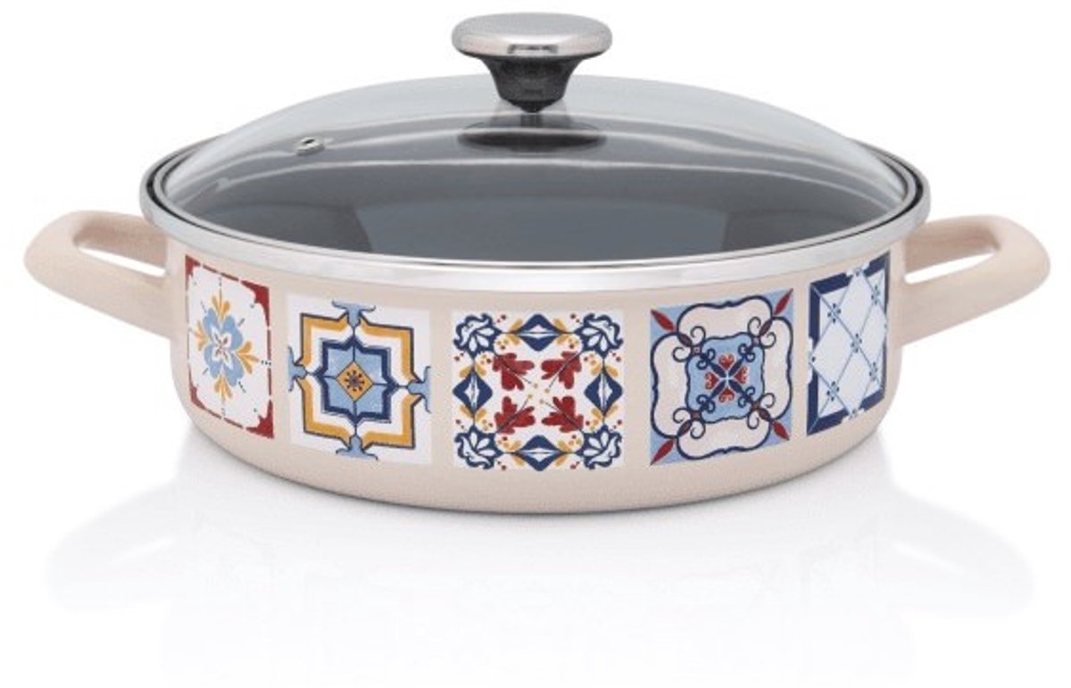 Lage Emaille Pan Porto 24 cm 3,6L - Stijlvol en Functioneel