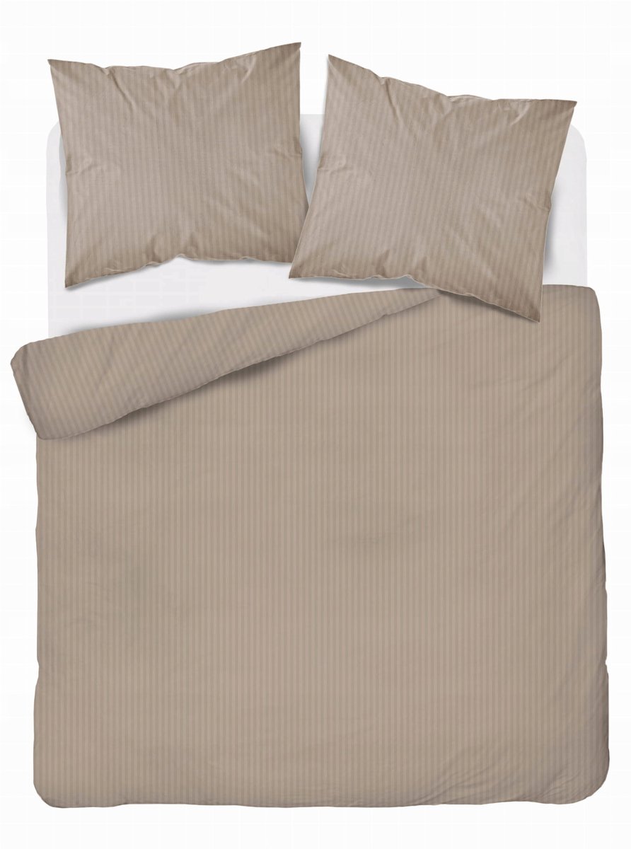 Pure Adamaszek Beddengoed 220x200cm Taupe - Premium Katoen