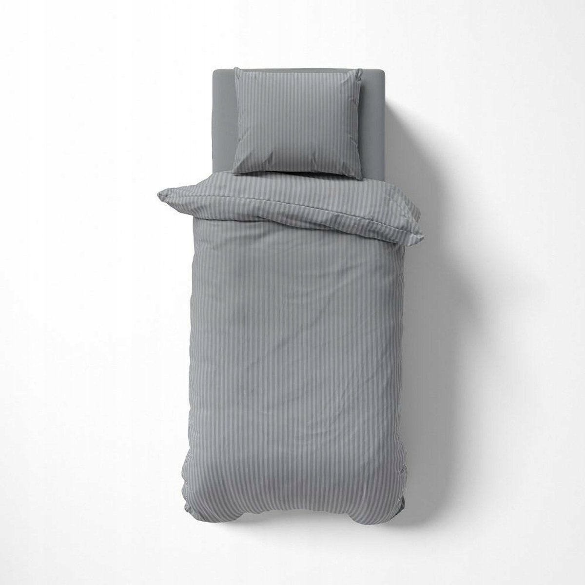 Pure Damast Beddengoed 140x200 Grijs - 1cm Strepen