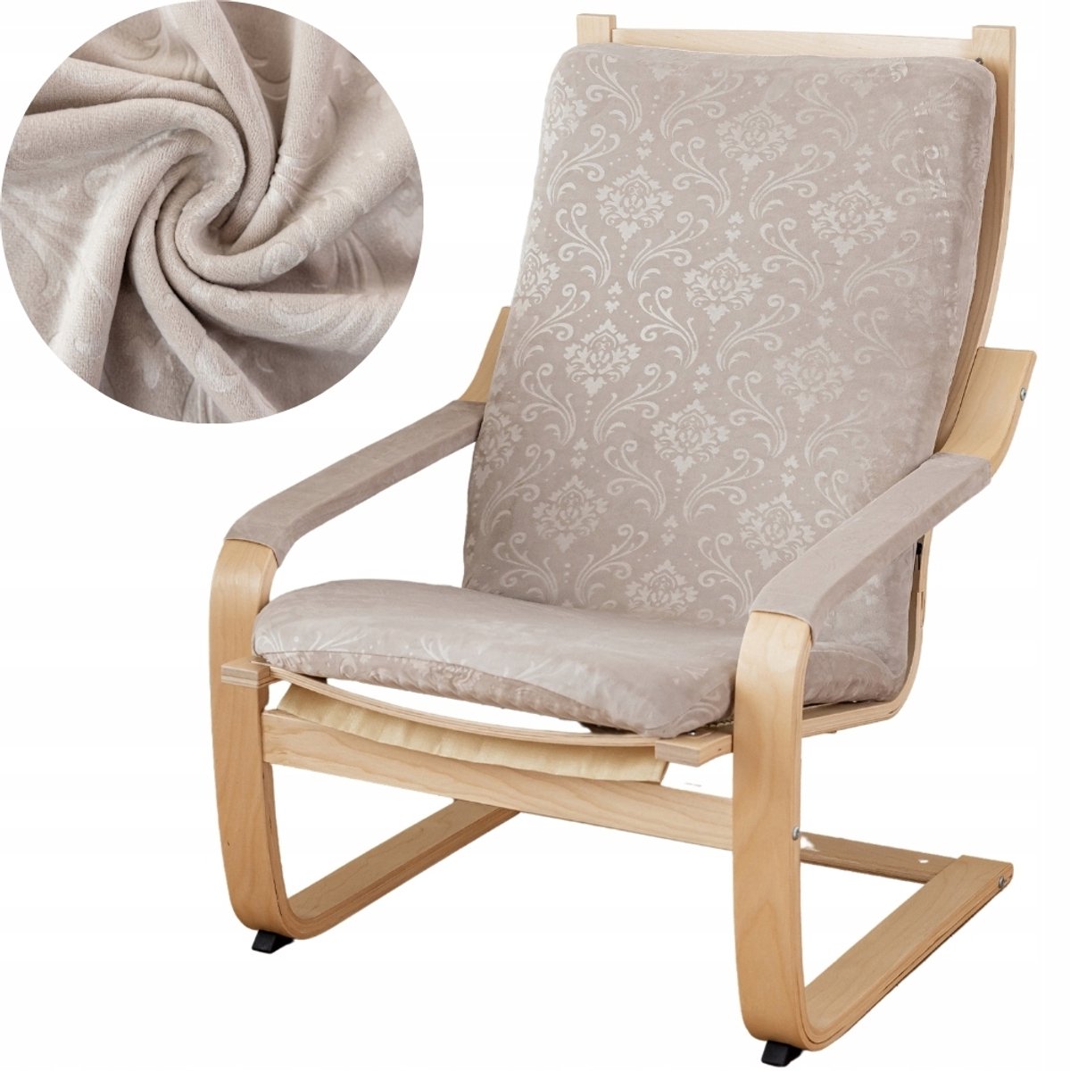 Luxe Velours Fauteuilhoes Finka met Ornament - Beige