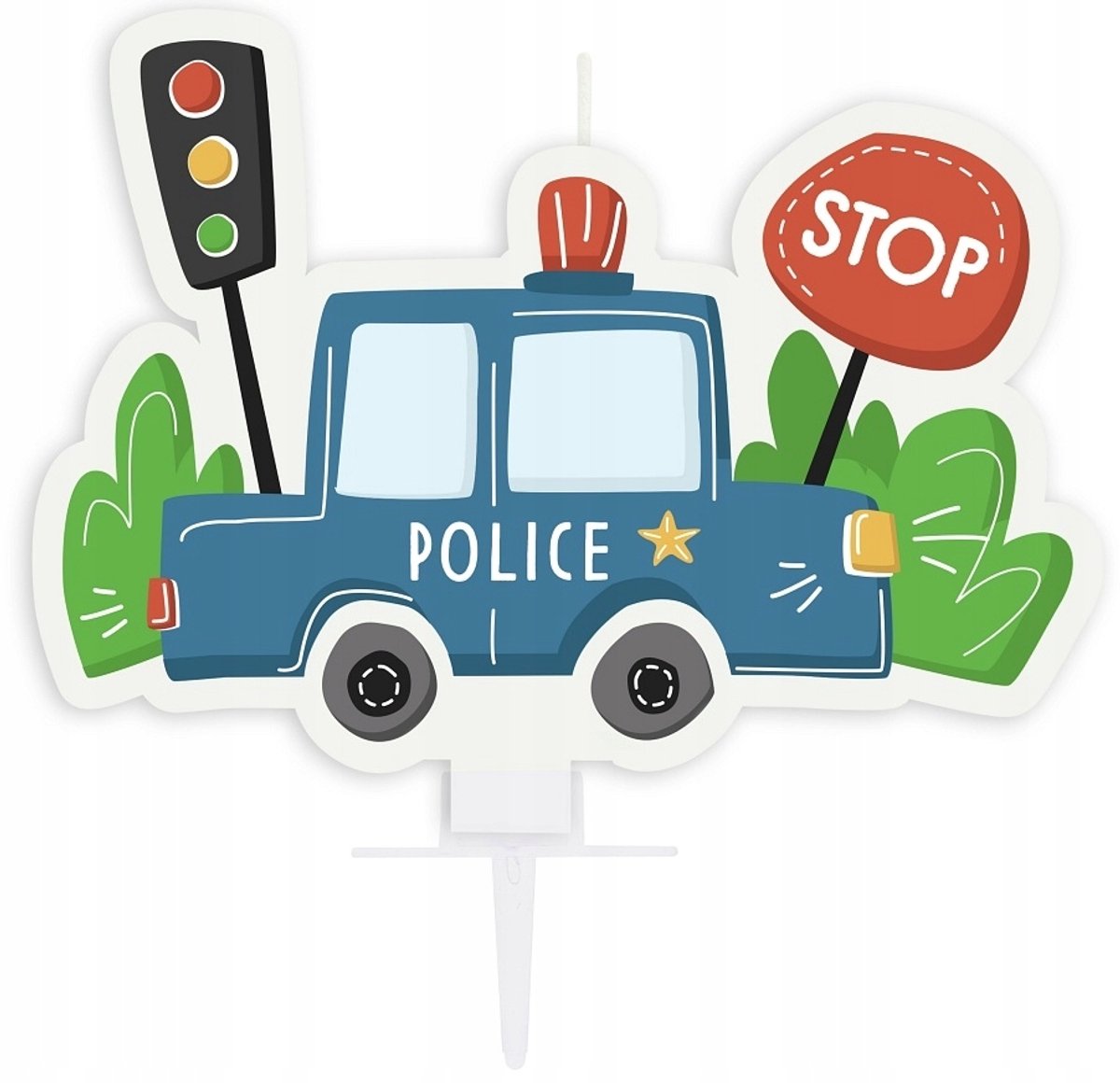 Politie Auto Taart Kaars - Verjaardag Feest Decoratie
