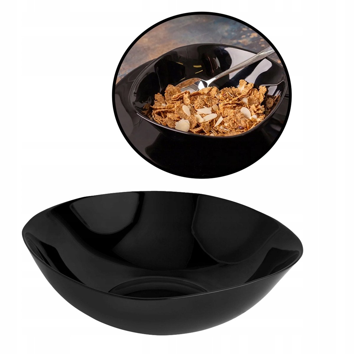 Altom Design Zwart Harmony Saladekom Zwart Gehard Glas 21,5cm