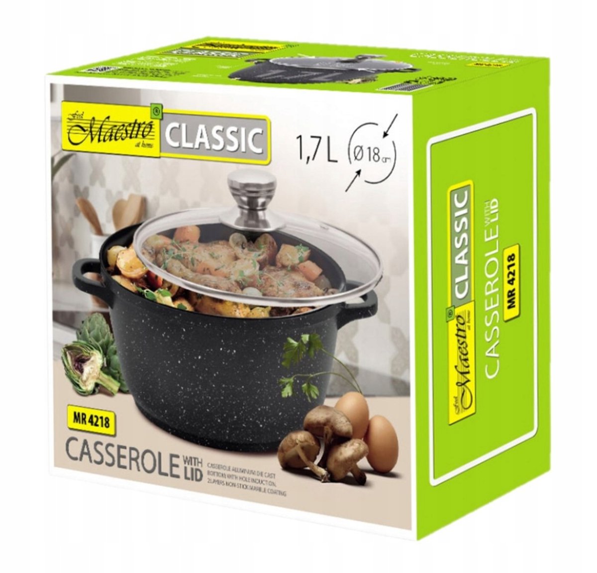 Maestro Kookpan met Deksel 18 cm - 1.7L - Aluminium