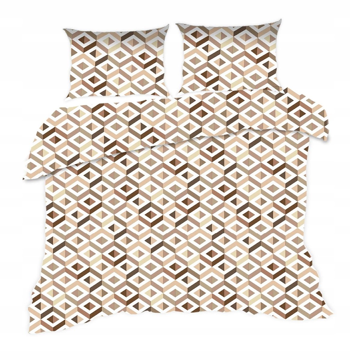 Katoenen Dekbedovertrek 160x200 Geometrisch Beige - 3 Delig