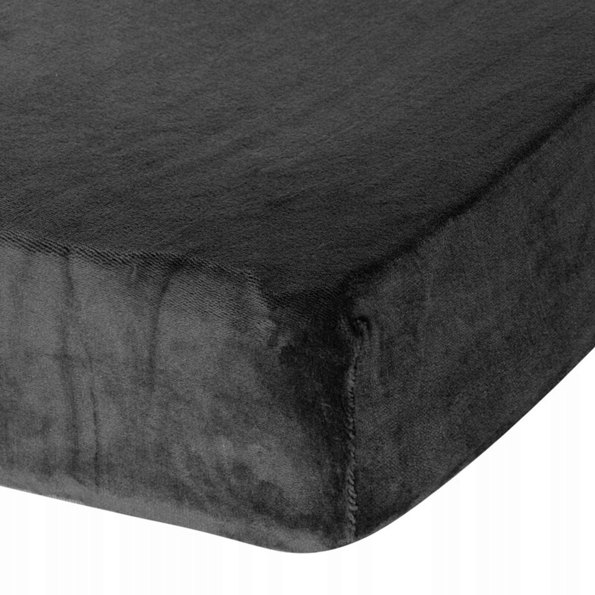Zwarte Flanellen Hoeslaken 160x200cm met Elastiek - Zacht & Warm