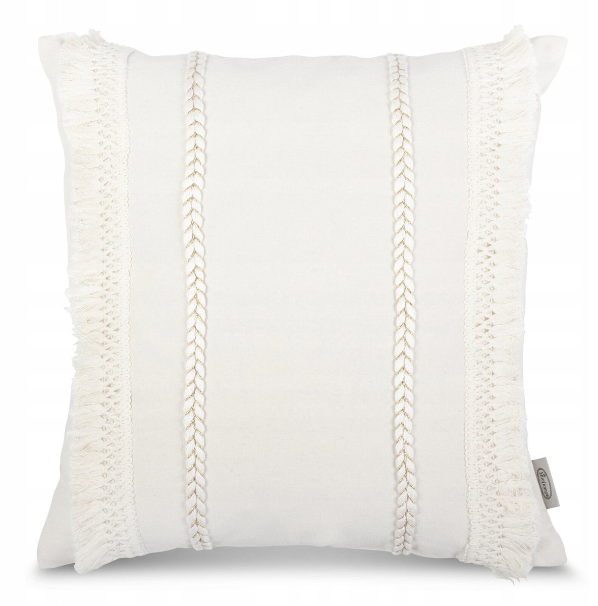 Boho Sierkussen 45x45 cm Crème met Franjes