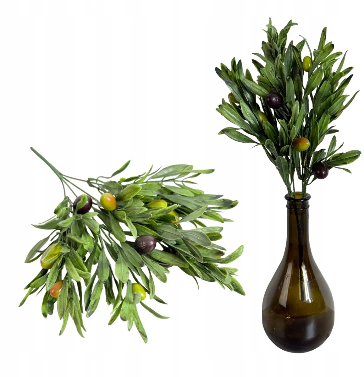 Kunstolijftak met vruchten, 36cm, 4 takken, groen