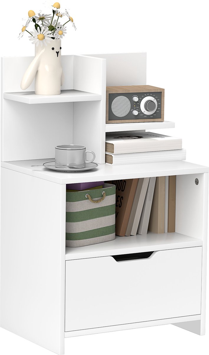 HOMCOM Nachtkastje - Spaanplaat - 45x35x73cm - Wit