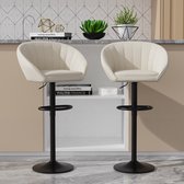 PIPIPOXER-Barkrukken set van 2, linnen stoffen keukenstoel, draaibare barkruk voor keuken/thuisbar,Beige