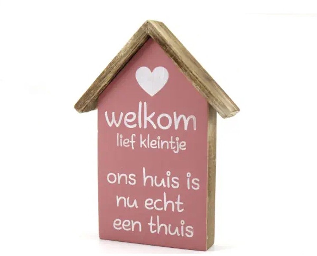 Babykamer Accessoire - Huisje - 22x16 cm - Kraamcadeau - Baby - Meisje
