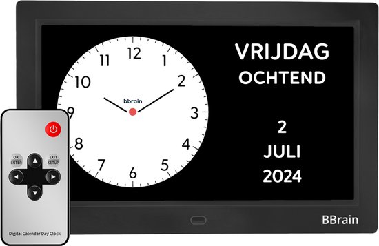 BBrain Basic Wi-Fi - Analoge Dementieklok 10 inch || 21 verschillende herinneringen || Medicatieherinnering || Alarmfunctie || Zwart