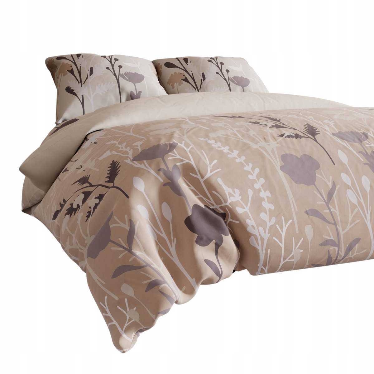 Dekbedovertrek 100% Katoen 160x200cm Bloemenprint Beige