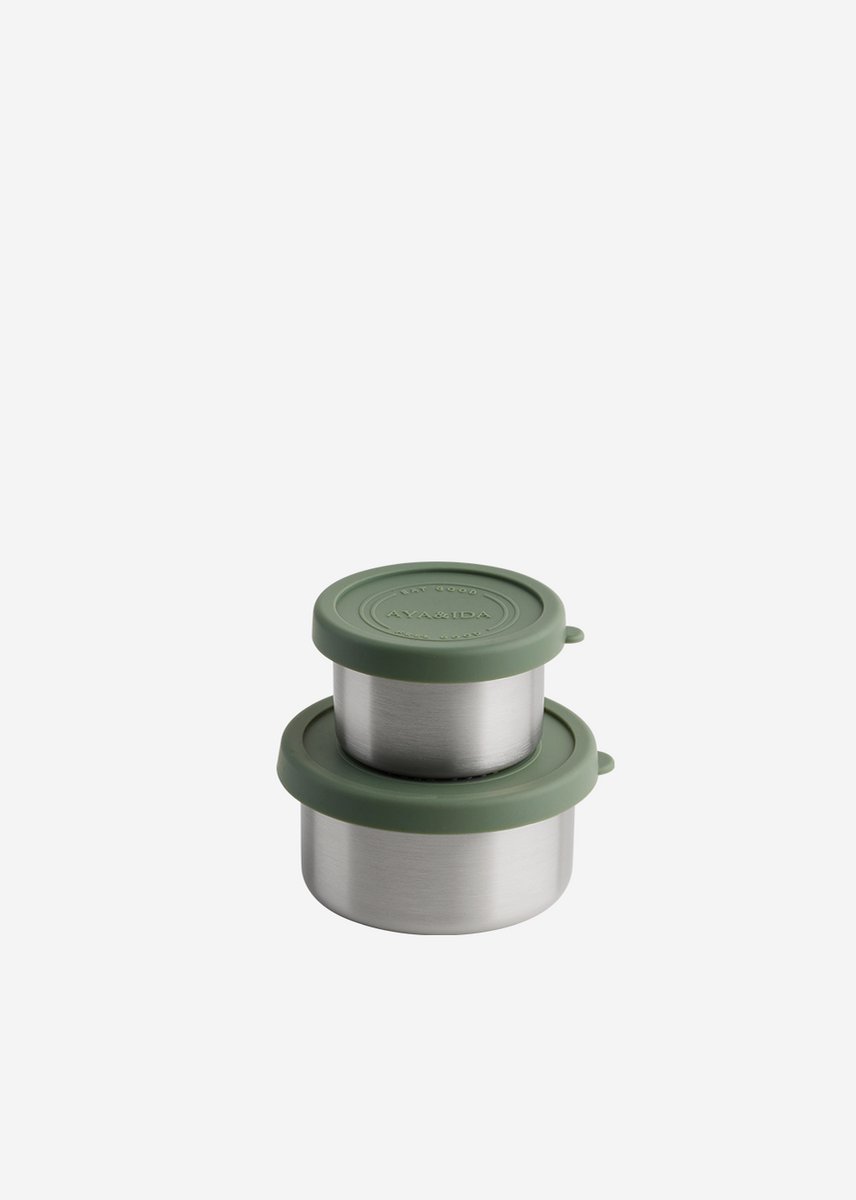 AYA&IDA - SET Snack Containers - lunchbox - pillendoosje - set voedselcontainer - granola container - 100ml + 200ml - Tropical Green