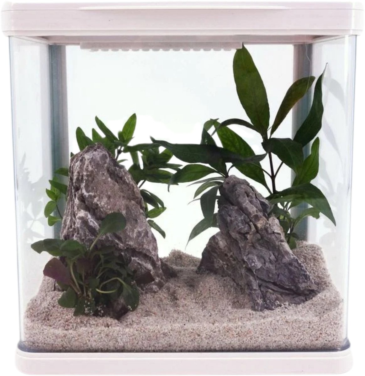 AquaOne Aquarium complete set LED met pomp HR-230 Wit I Klein nano-aquarium 7 liter I Mini nano-aquariumset voor vissen en garnalen