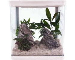 AquaOne Aquarium complete set LED met pomp HR-230 Wit I Klein nano-aquarium 7 liter I Mini nano-aquariumset voor vissen en garnalen
