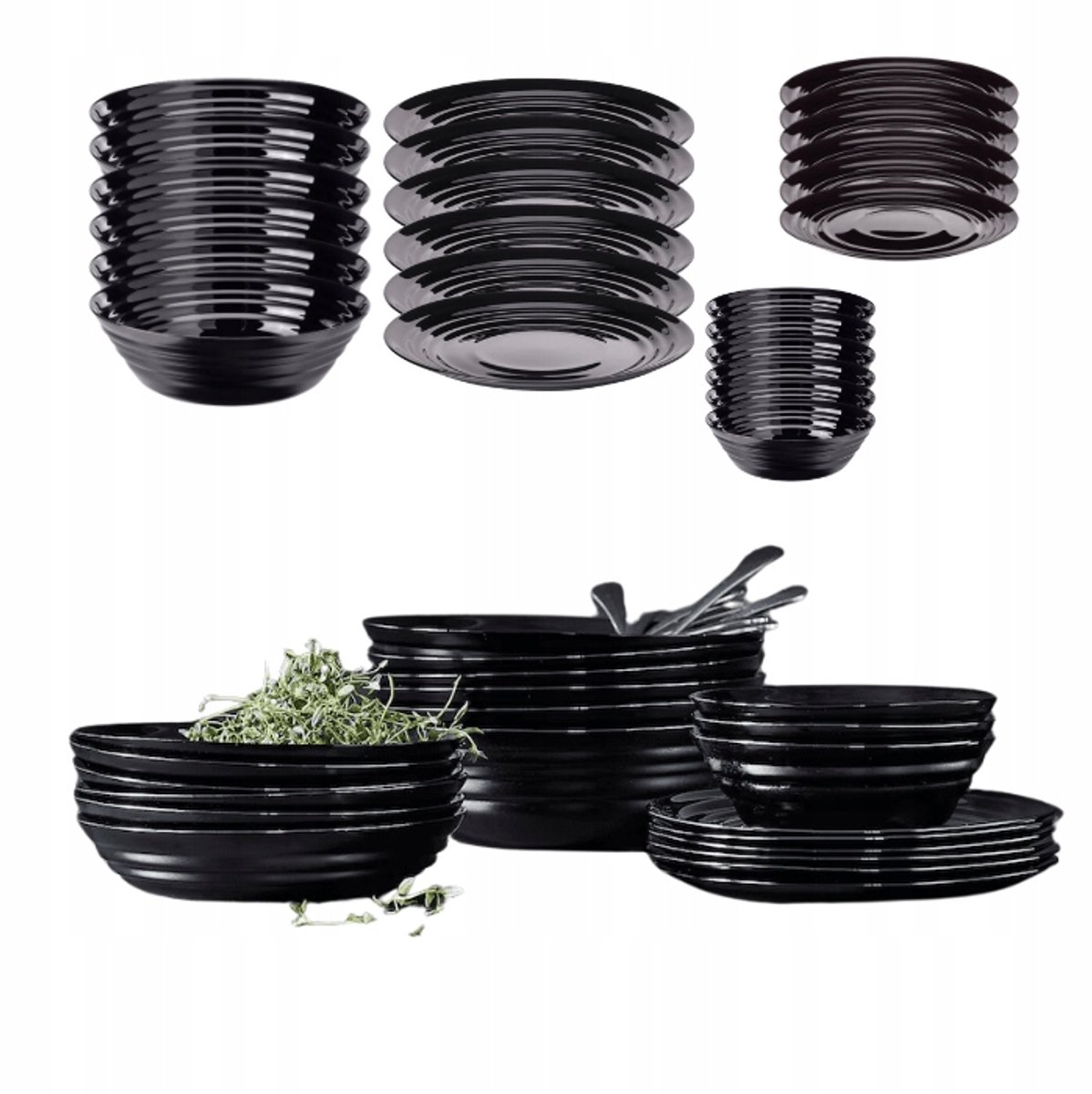 IKEA NÄTBARB Servies Zwart - 24 stuks, 6 personen