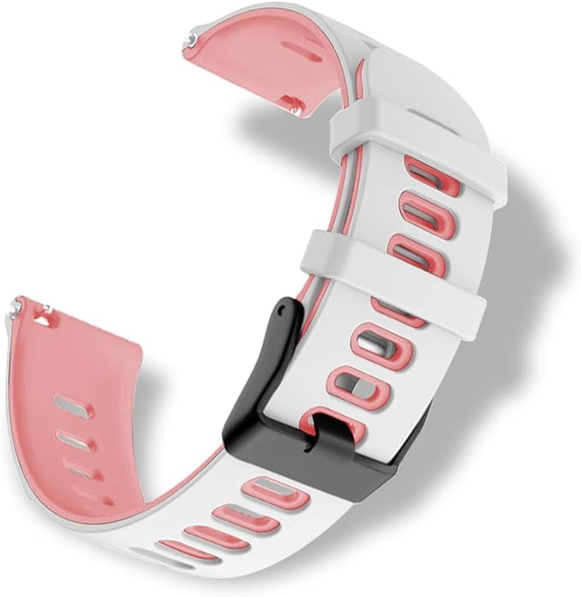 Siliconen Horlogebandje 22mm, Comfortabel Waterdicht, Sportreservearmband Armbanden voor Dames en Heren, Wit-Roze