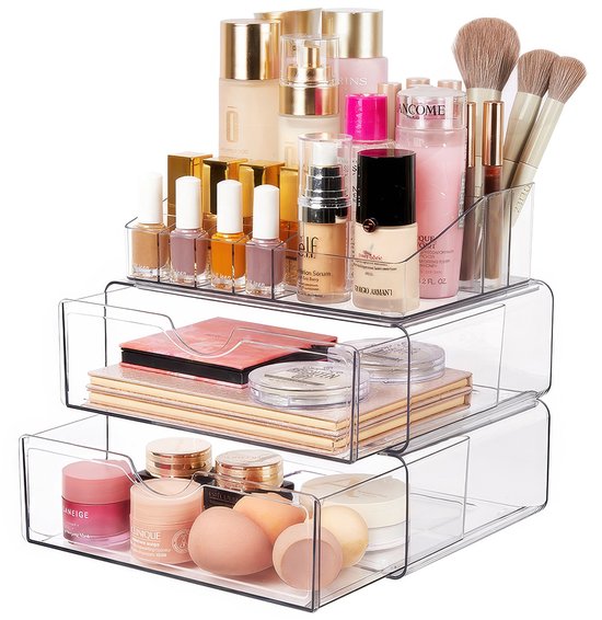 YONO Make Up Organizer met Lades - Skincare Organizer - Parfum Houder - Cosmetica - Nagellak - Transparant