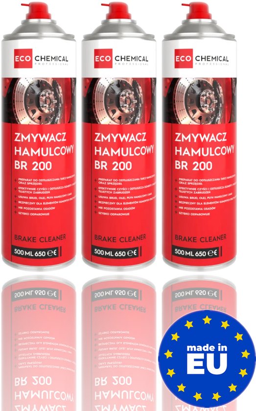 BR 200 Remreiniger Voordeelset - 3 Stuks Brake Cleaner - Acetonvrij Spray 500ml - Fiets Auto Motoronderhoud