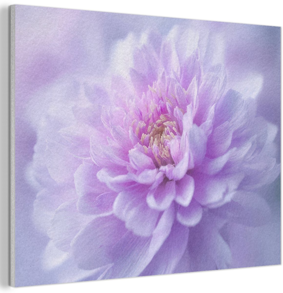 Akoestisch wandpaneel 100x70 cm - Vilt schilderij Paars - Dahlia - Dromerig - Akoestische panelen - Geluidsdempende wanddecoratie - Geluidsisolatie woonkamer - Muurdecoratie geluidspanelen