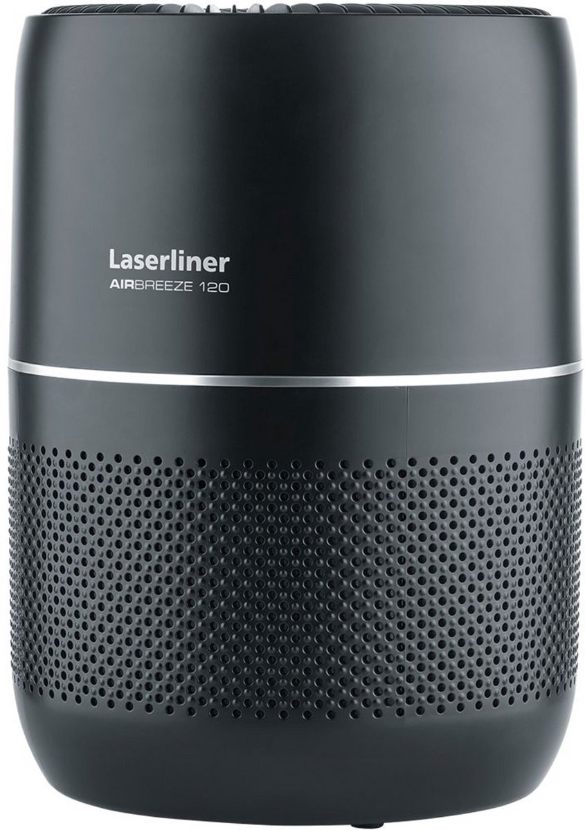 Laserliner AirBreeze 120 LS085.120A - Luchtreiniger 30 m²/h - HEPA13 - Indicator fijnstof - Bijzonder stil, < 20 dB - Verduisterd display - Compact design - Zwart