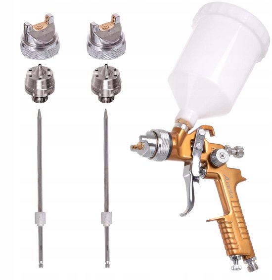HVLP Lakpistool, 3 sproeiers, 1,4 mm, 1,7 mm, 2,0 mm HVLP Lakpistool, 3 sproeiers, 1,4 mm, 1,7 mm, 2,0 mm