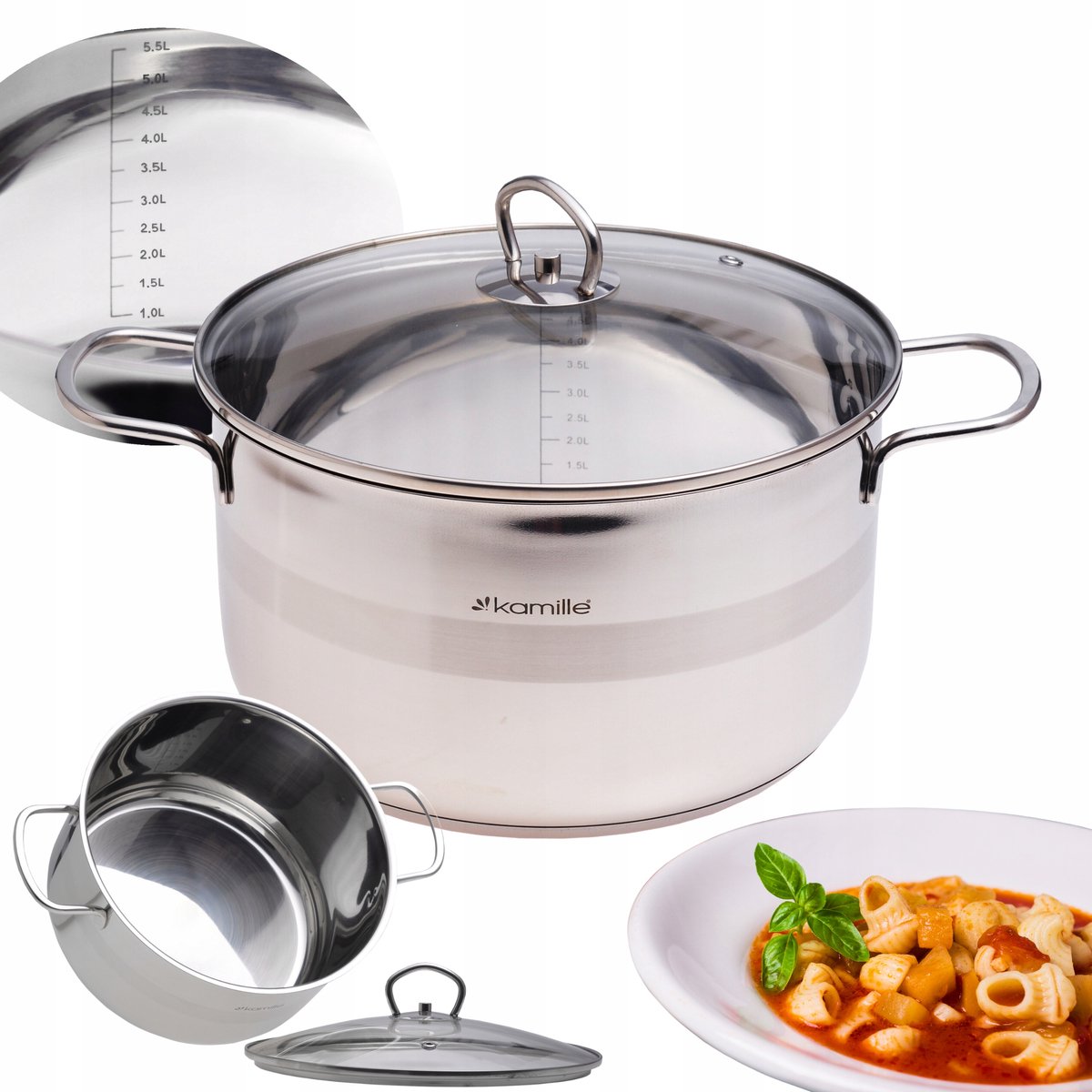 Kamille RVS Pan met Deksel 5.5L - Geschikt voor Inductie