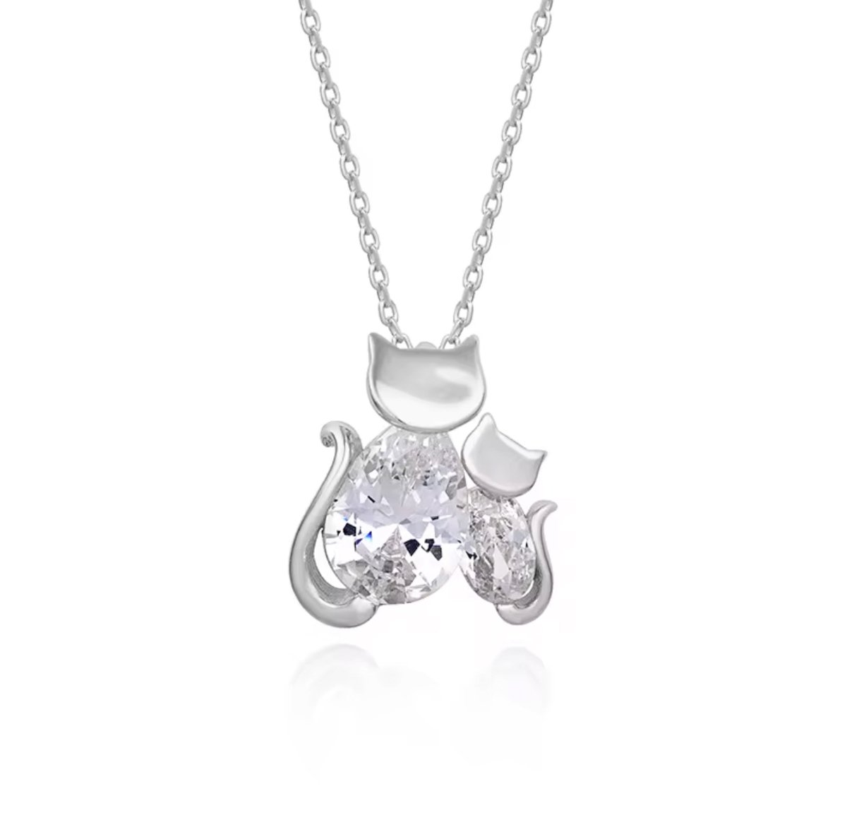 Zilveren 925 Kat Hanger met Zirconia – Schattige Dieren Ketting voor Dames