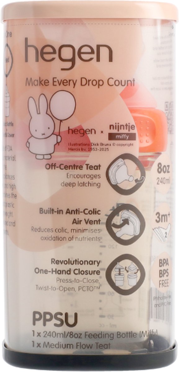 Hegen x nijntje Limited Edition Babyfles 240ml van Hegen — afbeelding 3