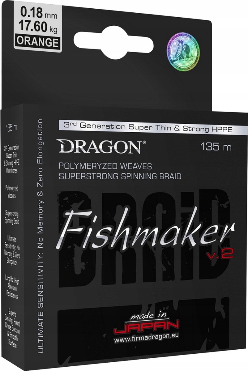 Dragon Fishmaker V2 Vislijn 0.08mm 135m Oranje Fluo