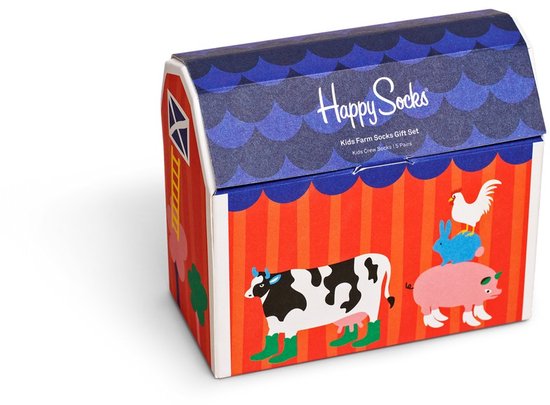 Set cadeau de chaussettes Happy Socks XKFAR44-0200 Kids, motif ferme - Taille 4 ans