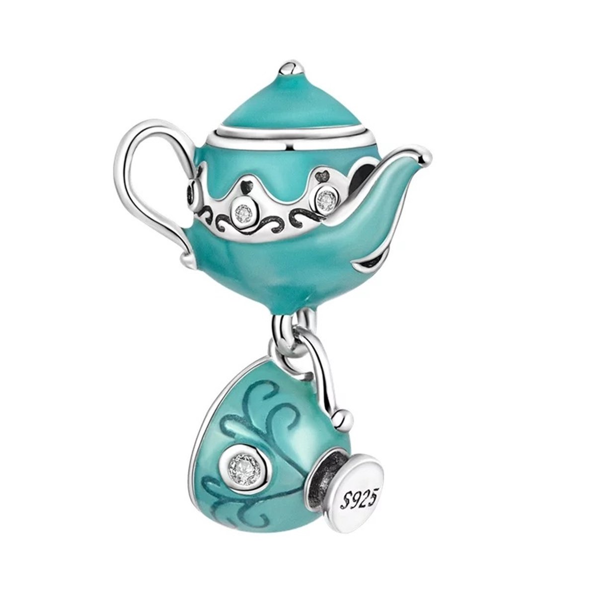 RomyStones – Theepot Bedel – Zilver – Voor je Bedelarmband – Cadeau – Vriendschap