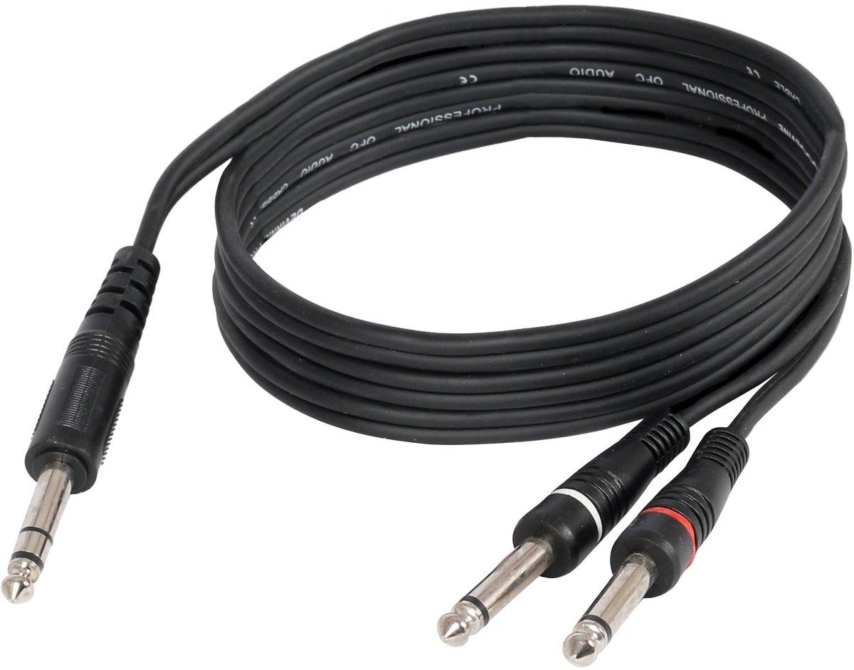 Devine VA6015 6.3 mm jack male stereo-2x jack male 1.5m verloopkabel