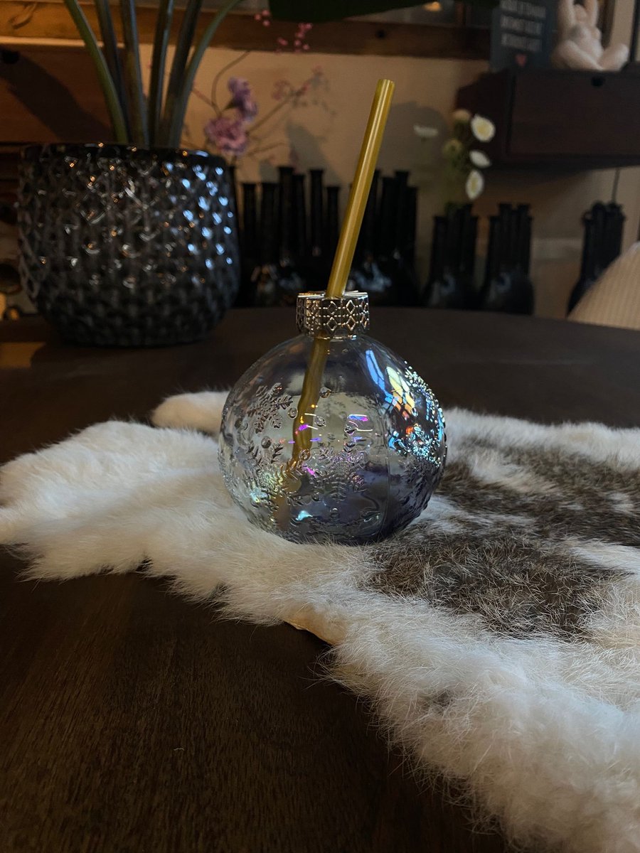 drinkglas kerstbal grijs