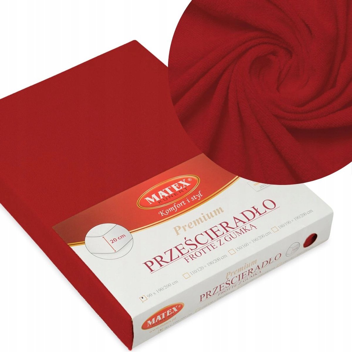 Matex Hoeslaken Frotte Katoen met Elastiek PREMIUM Rood