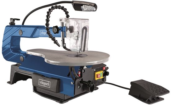 Scheppach Figuurzaagmachine Deco-XLS - 120W - Variabele snelheidsinstelling 500-1700/min - Verstelbare zaaghoek - 0-45° - Voetpedaal - LED werklamp - Flexibele stofblazer