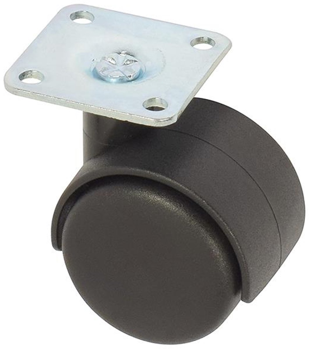 Dubbel bokwiel - kunststof - 40 mm - 20 kg - met plaat – Dörner + Helmer