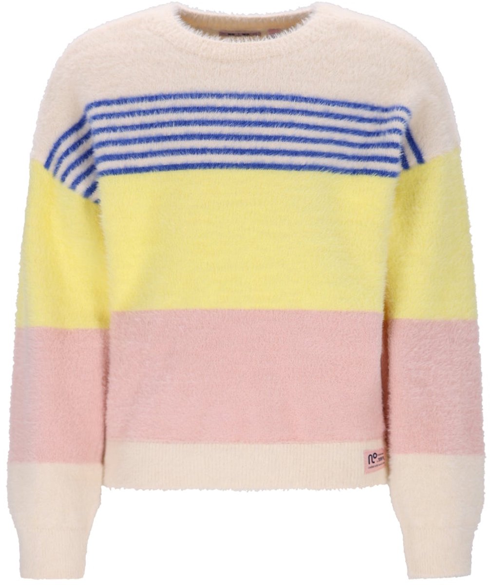 NONO - Kendra Fluffy Striped Sweater pearled ivory - Pearled Ivory - Maat 104