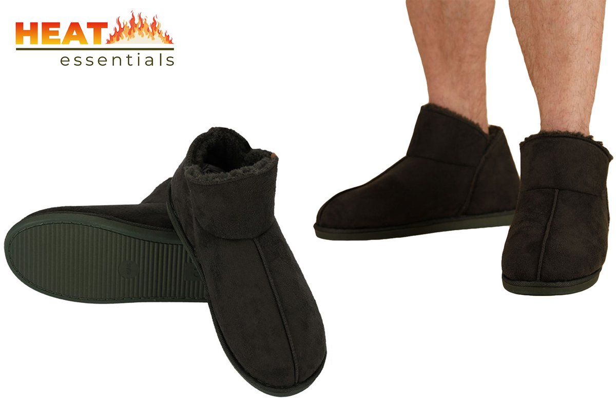 Heat Essentials - Pantoffels Heren - Donkergroen - 43/44 - Heren Pantoffels - Sloffen Heren - Ook als Dames Pantoffels beschikbaar