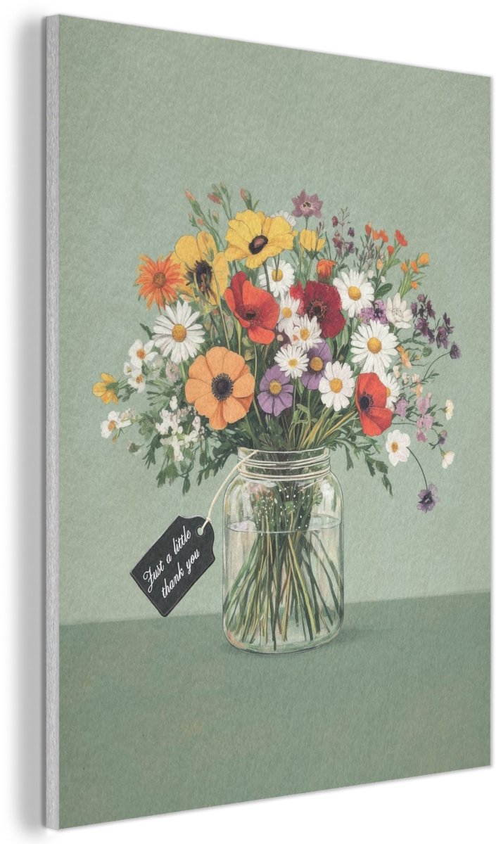 Akoestisch wandpaneel 60x80 cm - Vilt schilderij Bloemen - Vaas - Kaartje - Akoestische panelen - Geluidsdempende wanddecoratie - Geluidsisolatie woonkamer - Muurdecoratie geluidspanelen - Moederdag cadeautje - Cadeau voor mama