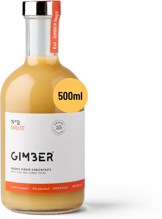 Gimber N°2 Brut | Biologisch Gembersap | 500 ml | Minder suiker
