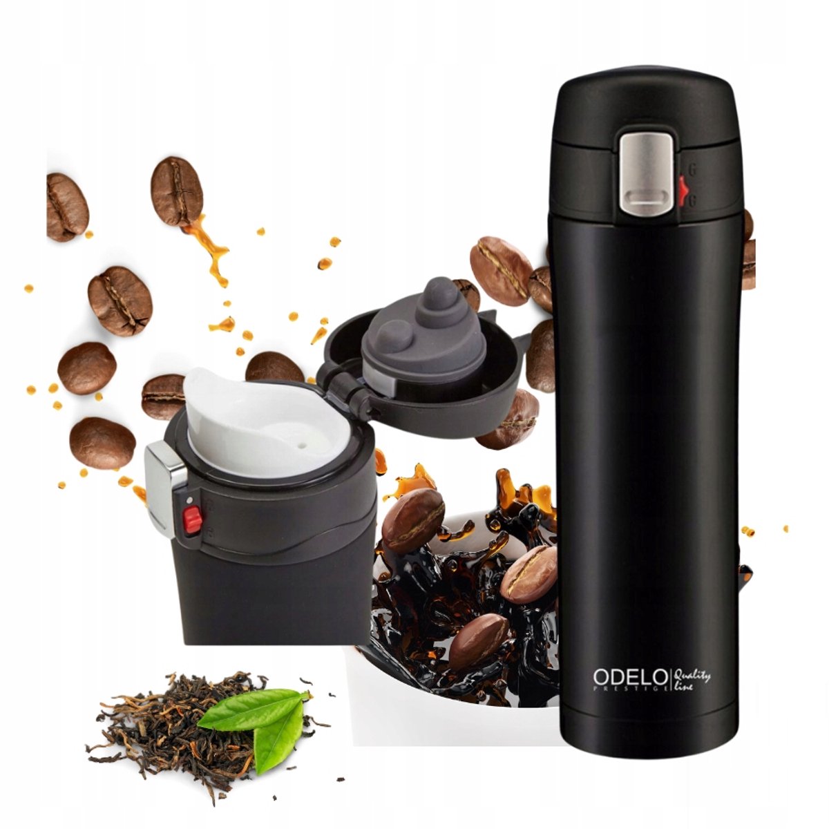 Matte Zwarte Thermosbeker met Mondstuk - 450ml - Ideaal voor Reis & School