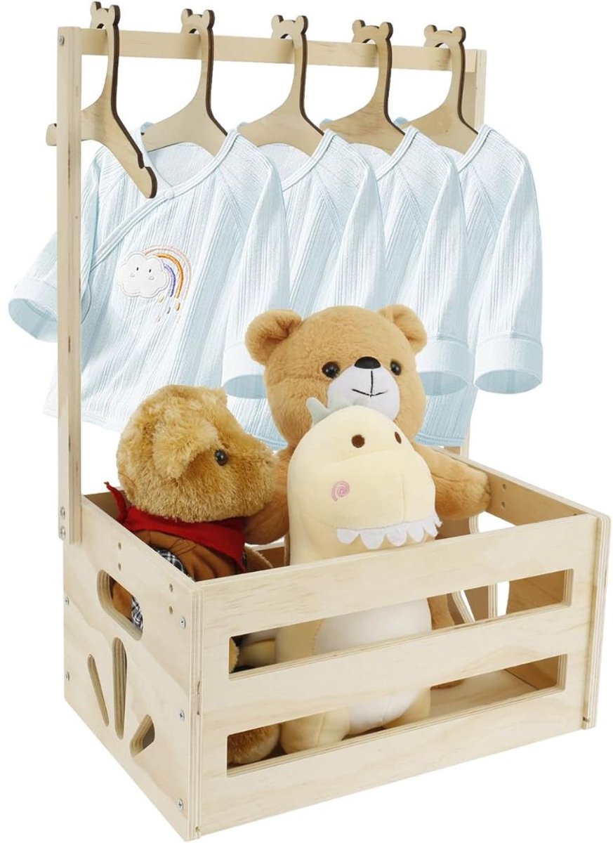 White-Label® Kraammand - Geboortemand met Knuffel - Kraamcadeau Meisje - Natuurlijk