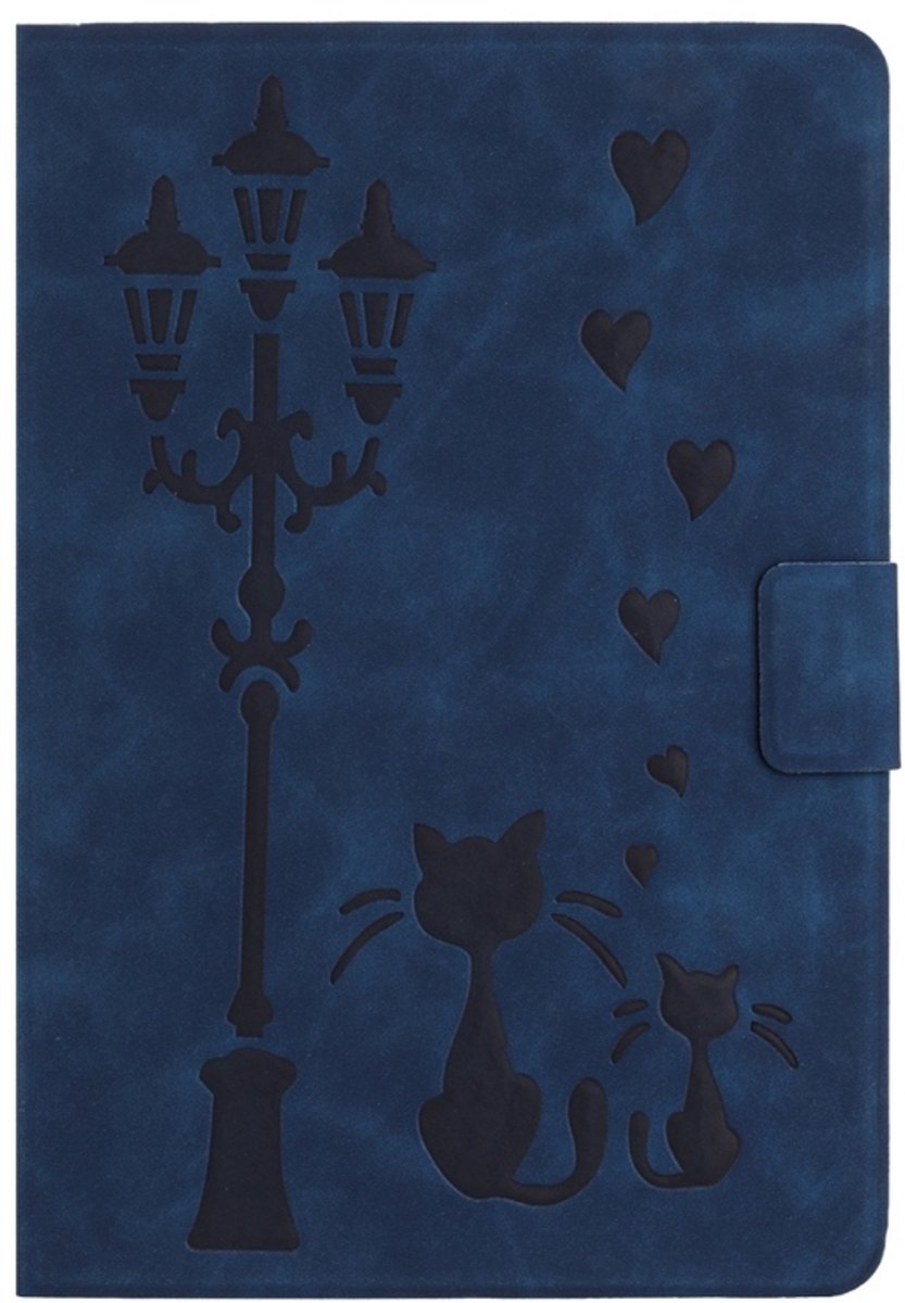 Luxe Bescherm-Etui Hoes Map geschikt voor Samsung Galaxy Tab A9 Plus - A11 Plus - 11" - "Kat" Blauw