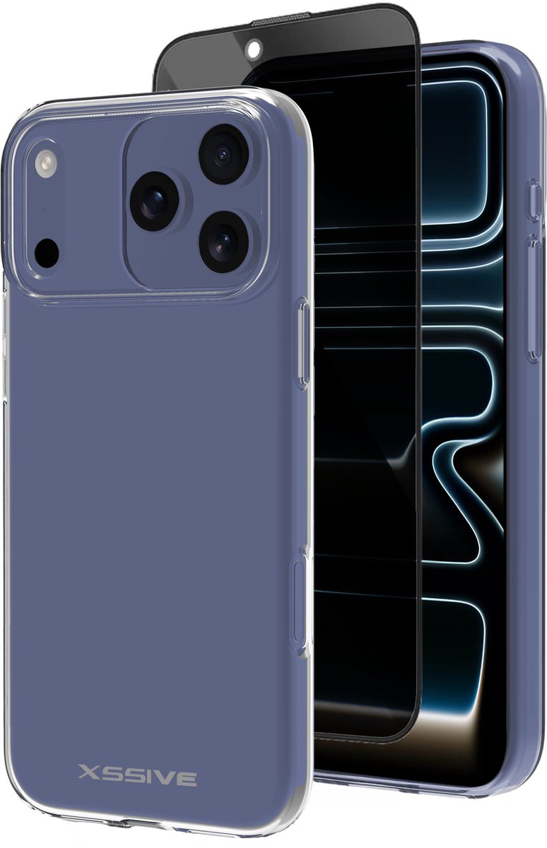 Xssive - Beschermset geschikt voor iPhone 17 Pro Hoesje en Privacy Screenprotector - Transparant