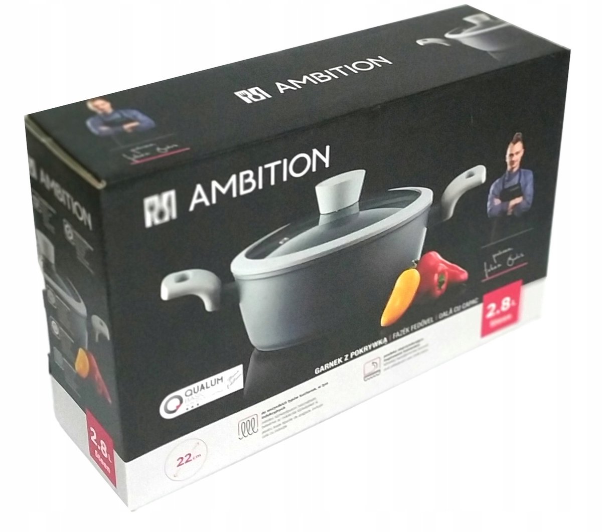Ambition Steen Pan met Deksel 2.8L - Aluminium, Anti-aanbak