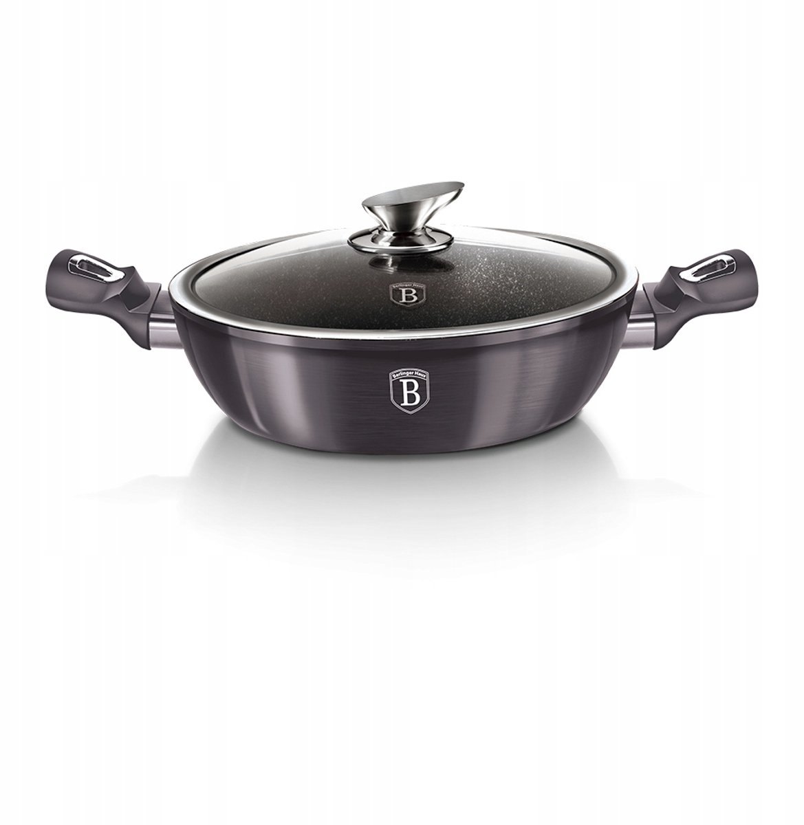 Graniten Kookpan 28cm met Glazen Deksel - Snel Verwarmend