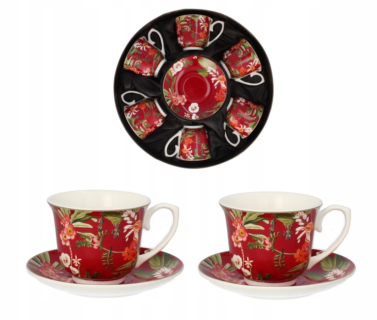 6 Porseleinen Kopjes met Schotels 250ml - Livello Elegante Design